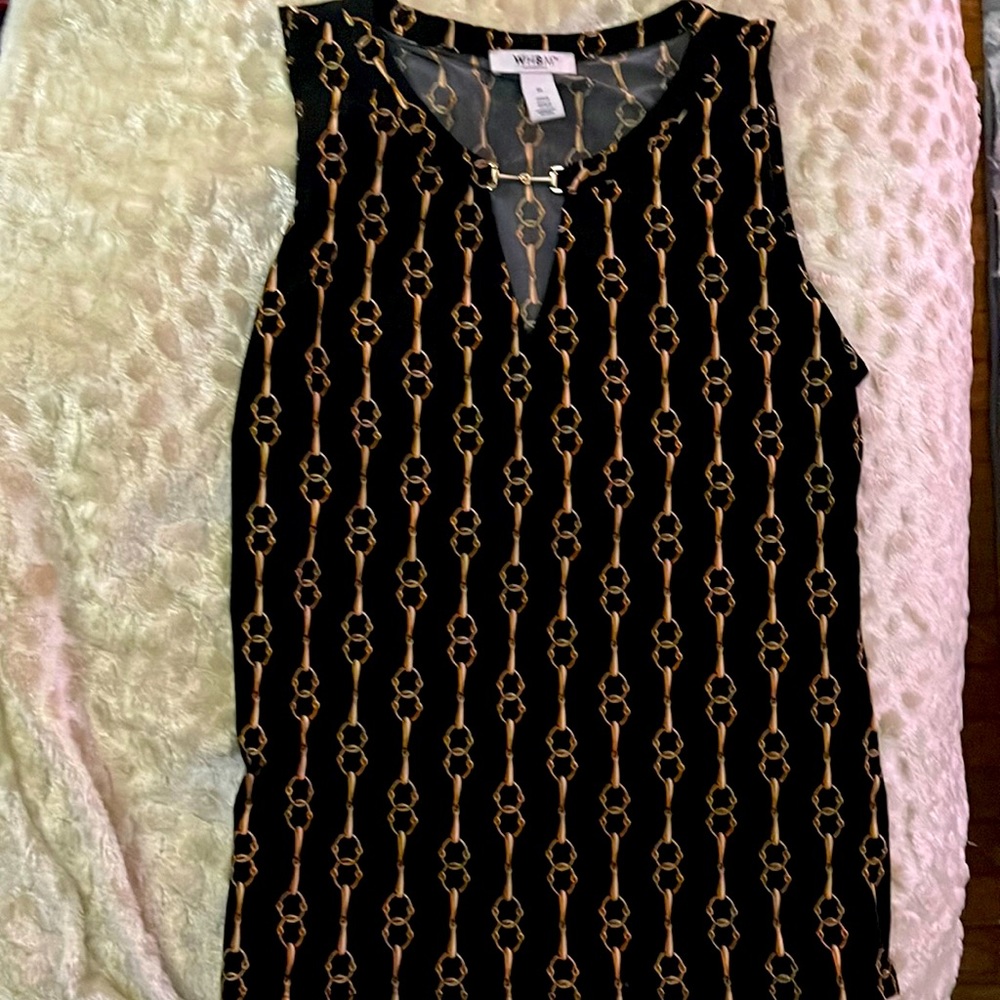 WHBM sleeveless black and gold dressy tank